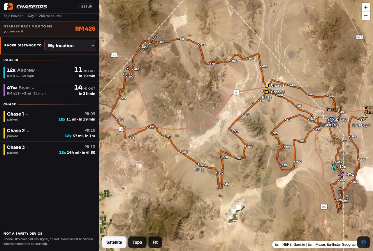 ChaseOps — live race tracking built by Deadset